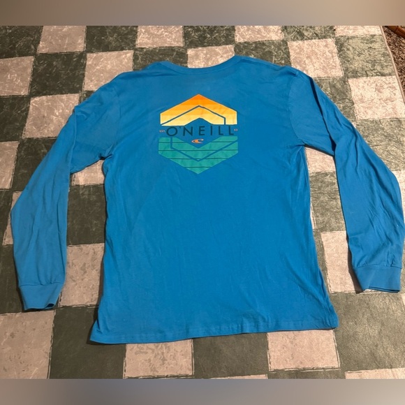 New O'Neill Blue & Teal Modern Long Sleeve Tee Size Large - Picture 2 of 5